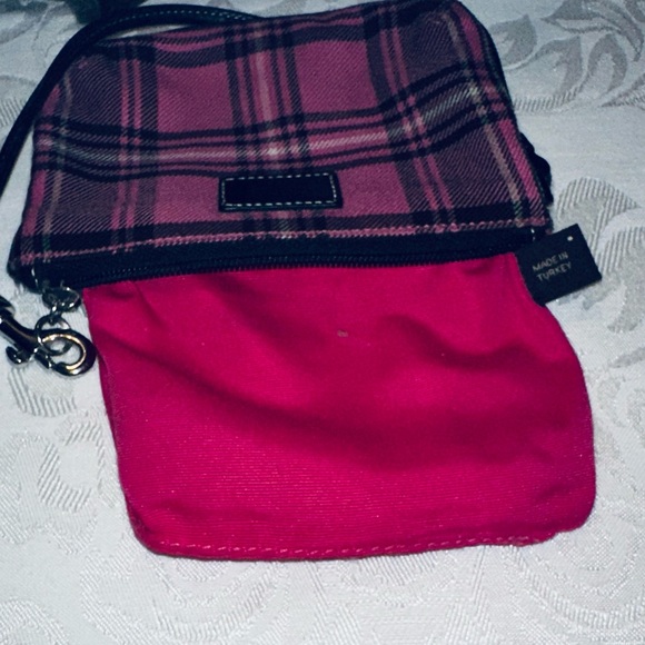 Coach Plaid Wristlet in Black and Pink - Picture 7 of 8